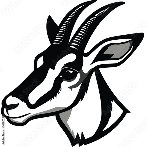 Majestic Sable Antelope Head Illustration Black and White Vector Art