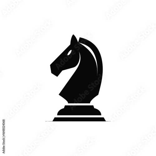 Chess Knight Piece Minimalist Silhouette Illustration for Strategic Concept and Game Design