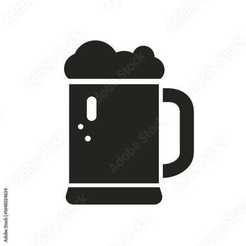 Beer mug icon with foam, a simple vector graphic illustration. Symbol of pub, bar, and celebration with alcoholic beverages like ale or lager.