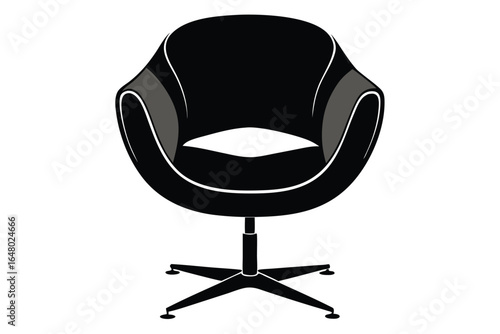 Modern Black Armchair with Gray Accents and Sleek FourLegged Swivel Base Design