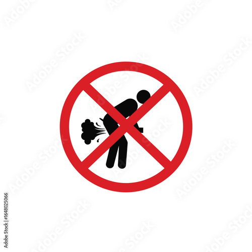 No Farting Sign Flatulence Prohibited Red Circle with Cross Symbol Unhygienic Gas Emission Restriction Zone Preventing Stench and Bad Odors for Better Air Quality and Public Health