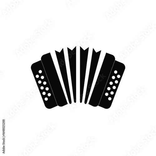 Black and White Accordion Icon Simple Illustration of a Musical Instrument for Design