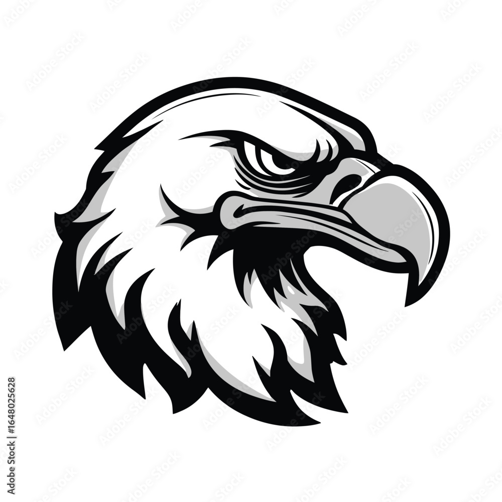 Obraz premium Illustration of a Fierce Eagle Head with Sharp Eyes and Detailed Feathers