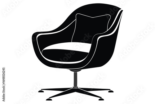 Stylish Black Swivel Chair with Pillow and FourLegged Base Minimalist Design
