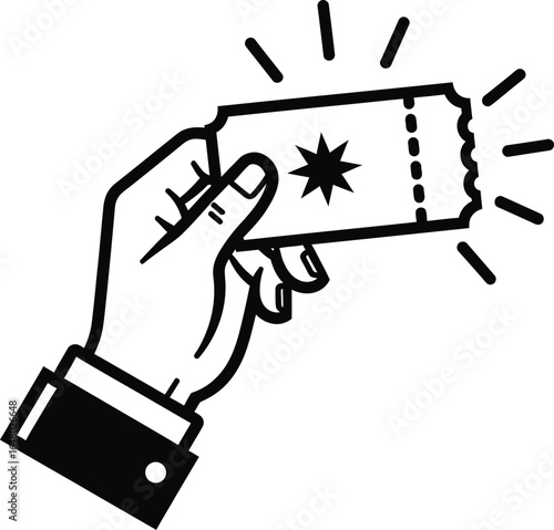 Vector art of hand holding a winning ticket isolated on white background