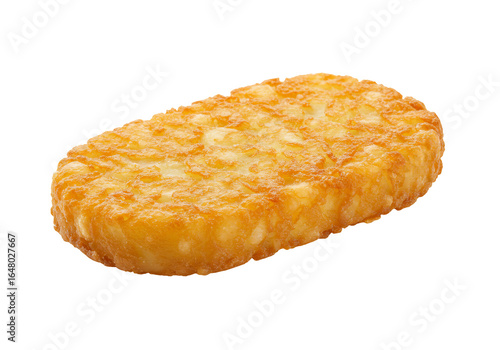 Golden crispy hash brown isolated on transparent background food photography