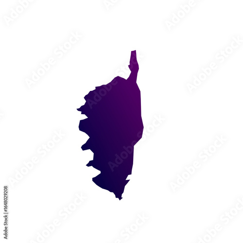 France region Corsica map isolated on transparent white background. Blue and purple gradient textured map isolated on transparent png