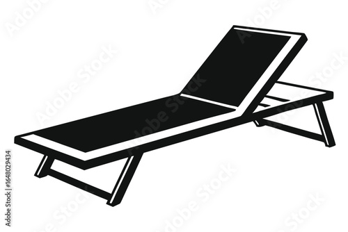 Graphic Illustration of a Black and White Folding Lounge Chair Silhouette Style