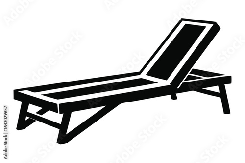 Black Silhouette Illustration of a Lounge Chair Deck Chair Beach Chair Icon