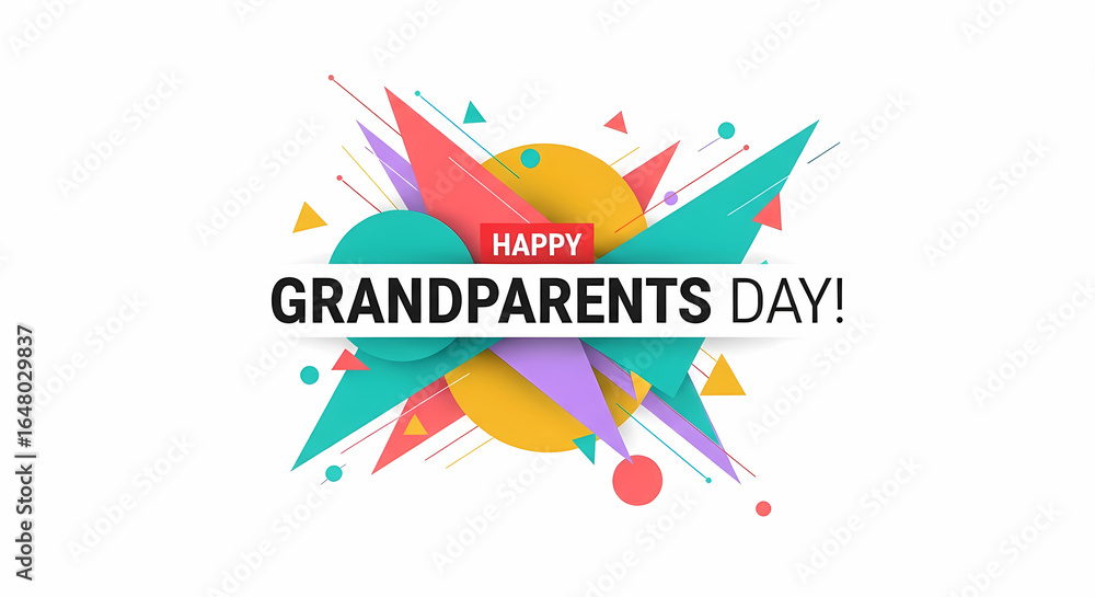 Fototapeta premium Celebrate Grandparents Day with this vibrant geometric design, perfect for greeting cards and social media posts