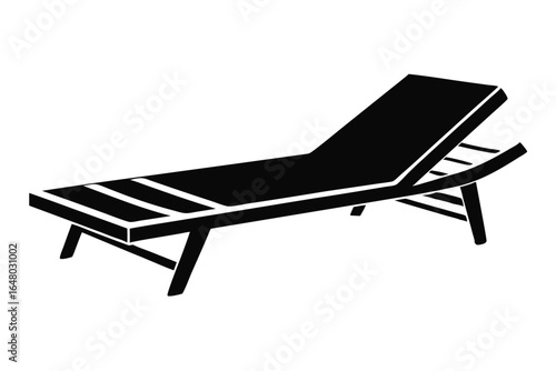 Black Silhouette of a Lounger Chair, Outdoor Furniture, Relaxing by the Pool
