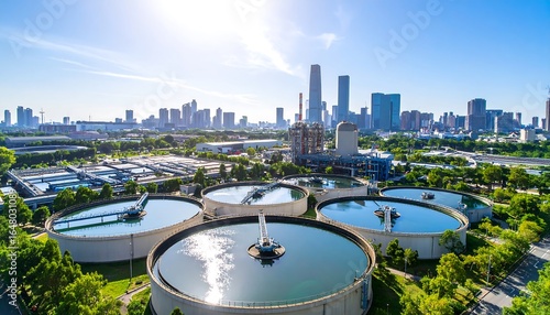 Wallpaper Mural Aerial view of a modern city's water treatment plant Torontodigital.ca