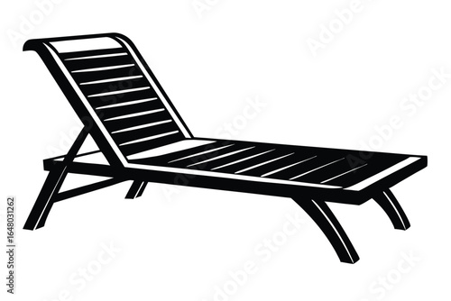 Monochrome Image of a Lounger Slatted Design and Adjustable Backrest for Comfortable Relaxation