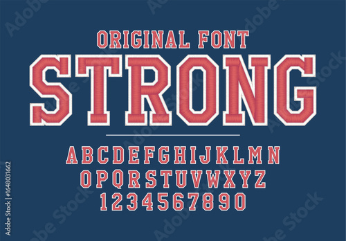 Classic college varsity font alphabet. Varsity sport font in western style for baseball, football or basketball logo, brand and t-shirt. Athletic department typeface, varsity stylish font alphabet
