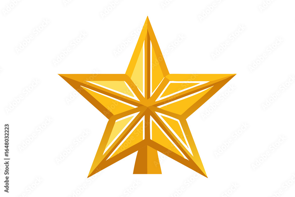 Obraz premium A bright golden star ornament with intricate geometric patterns on a black background