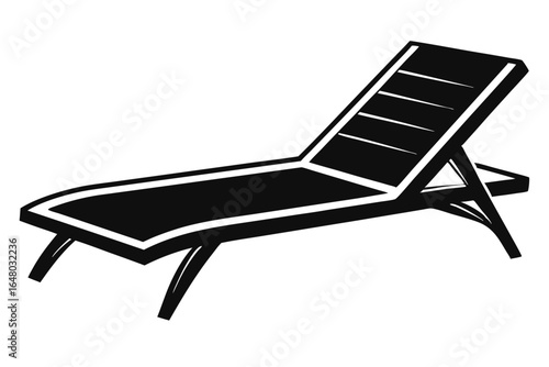 Black and White Graphic Illustration of a Lounge Chair for Relaxation and Vacation