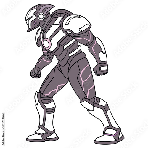 Highly detailed front facing mechanical artificial intelligence character with intricate robotic design elements and a futuristic aesthetic perfect for sci fi or technology themes