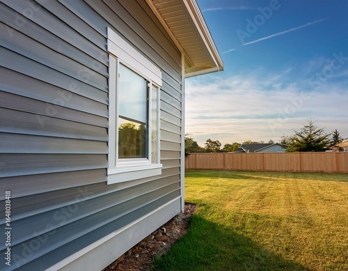 vinyl siding near a window frame on a new house