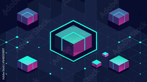 ar marker backdrop isometric cubes neon