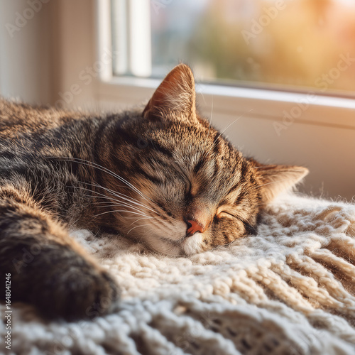 Wallpaper Mural Cat sleeping on the bed Torontodigital.ca