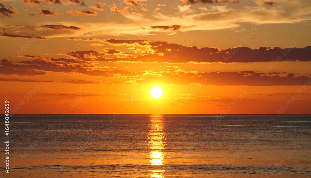 Naklejka premium Golden Sunset Over Calm Ocean.