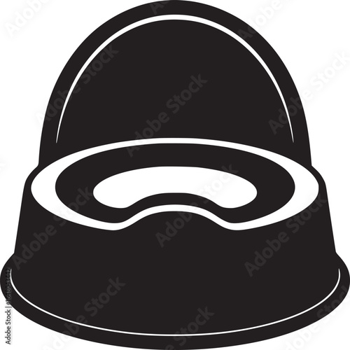 A simple black and white illustration of a potty training toilet seat on a white background image art