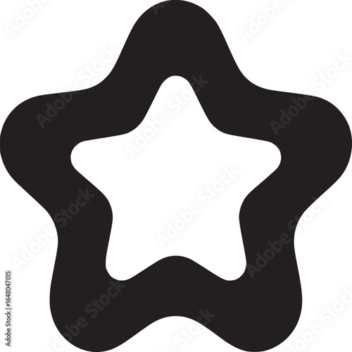 A graphic rendering of a black star outline with a white star inside on a white background simple design