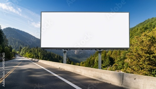 blank billboard on scenic highway in mountain landscape perfect for outdoor advertising mockup