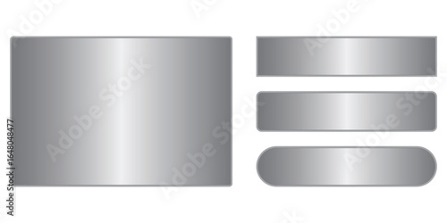 Empty shiny silver bronze steel rectangle metallic plate sheet for nameplate or decoration use with transparent background metal texture for design and template