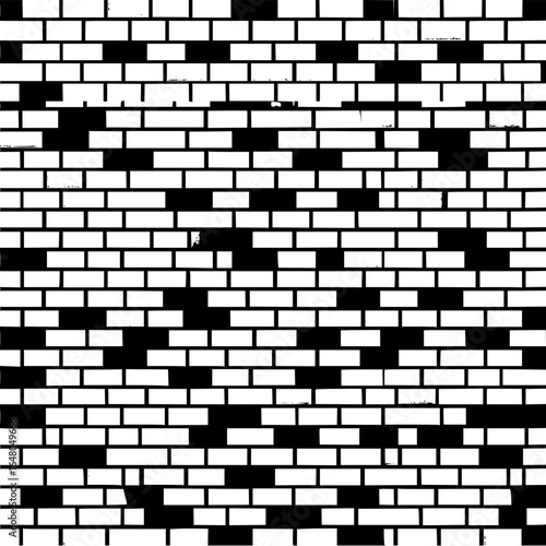 Black and white brick wall pattern vector illustration for background texture and design element use case scenario