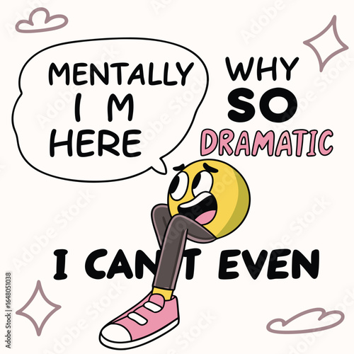 Modern hand drawn funny meme quote stickers with bold typography and vibrant colors