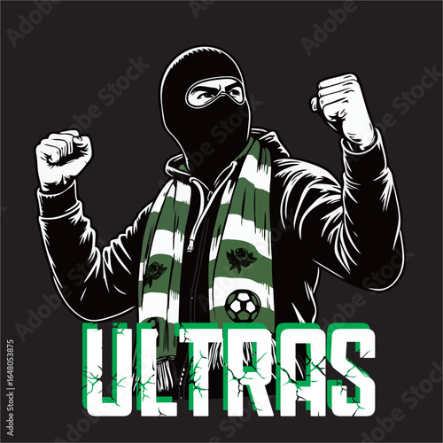 illustration vector graphic of Football fans ultras hooligan design for logo, t-shirt, etc
