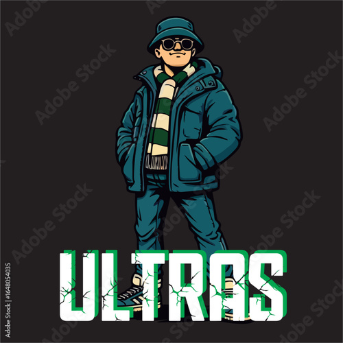 illustration vector graphic of Football fans ultras hooligan design for logo, t-shirt, etc
