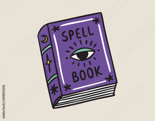 Spellbook esoteric witchy, boho mystical witchy hand drawn style