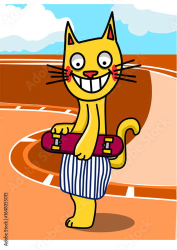 A cat in a skatepark