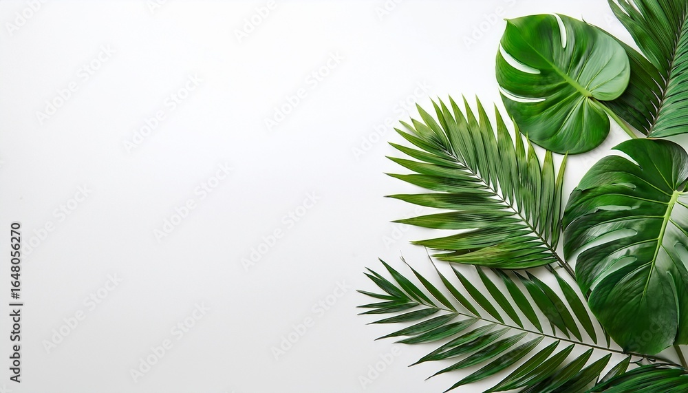 Obraz premium green tropical leaves of different plants on white background