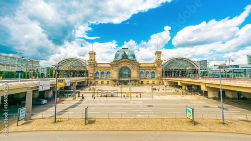 Panoramic view of leipzig central station in germany on a bright summer day