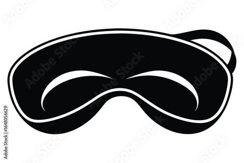 Minimalist Black Sleep Mask Illustration With Eye Cutouts and Headband Design