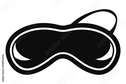 Stylized Black Sleep Mask Illustration with Head Strap for Relaxing Restful Sleep