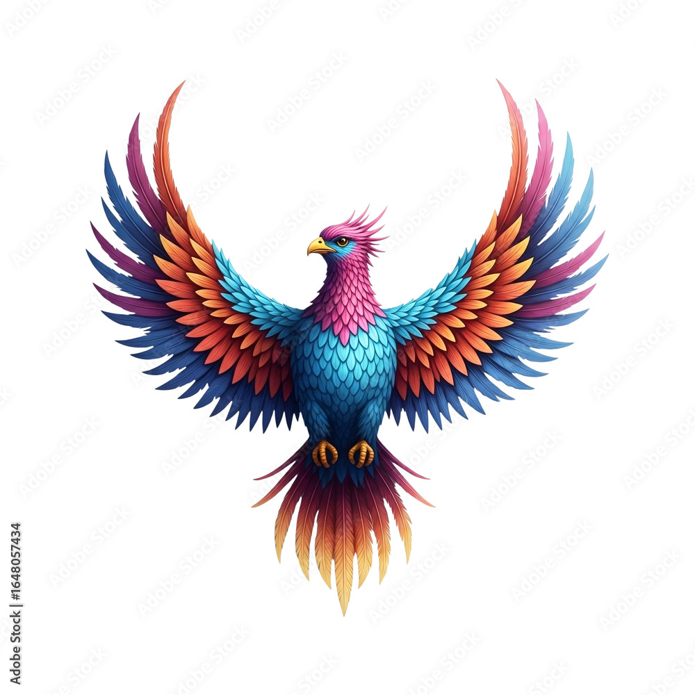 Obraz premium Ultra Realistic Phoenix PNG – High Resolution Mythical Fire Bird Isolated on White Background