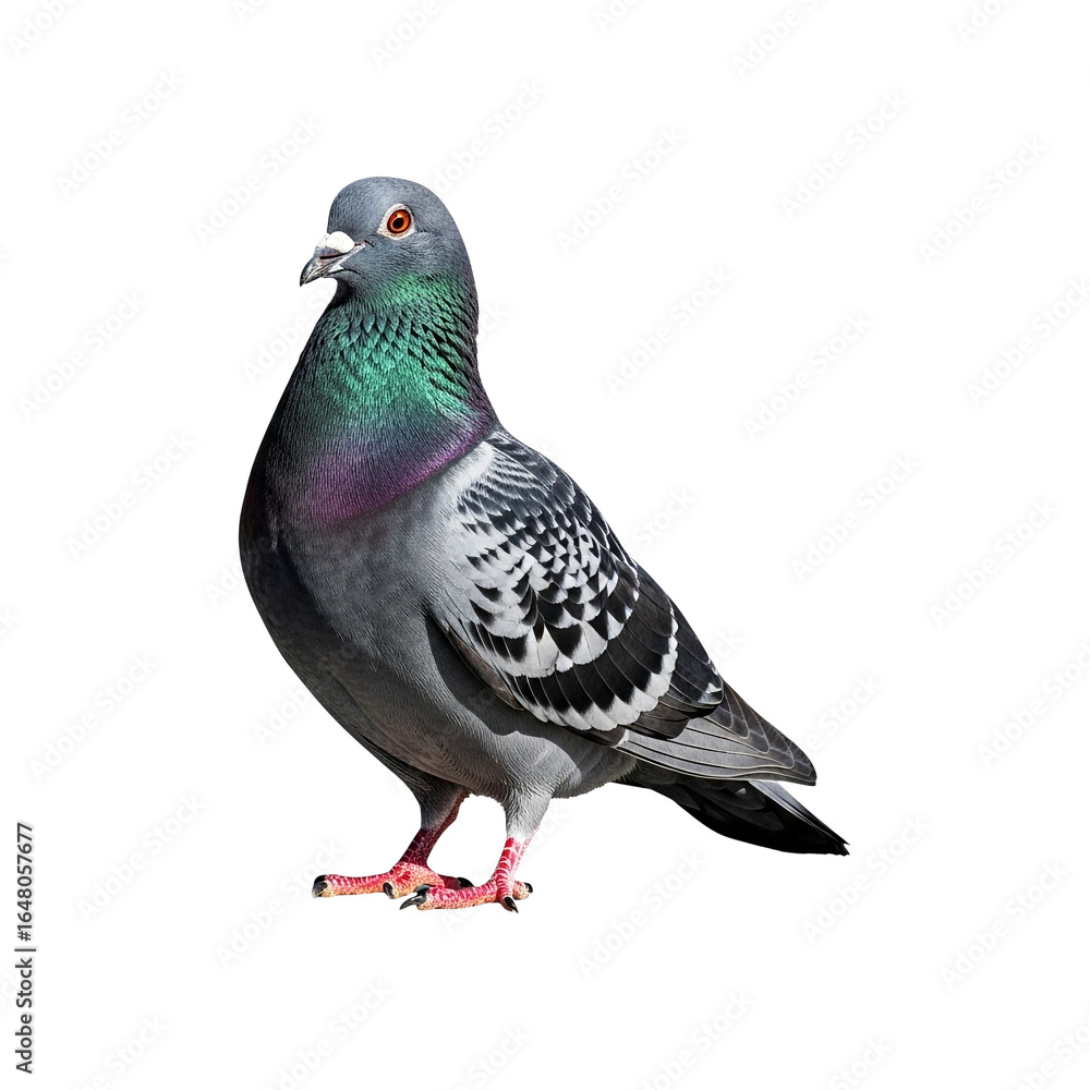 Fototapeta premium Ultra Realistic Pigeon PNG – High Resolution Bird Isolated on White Background