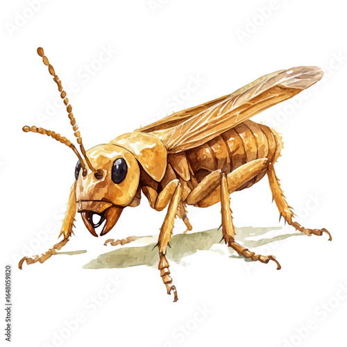 Termite, watercolor illustration vector, isolated on a white background.