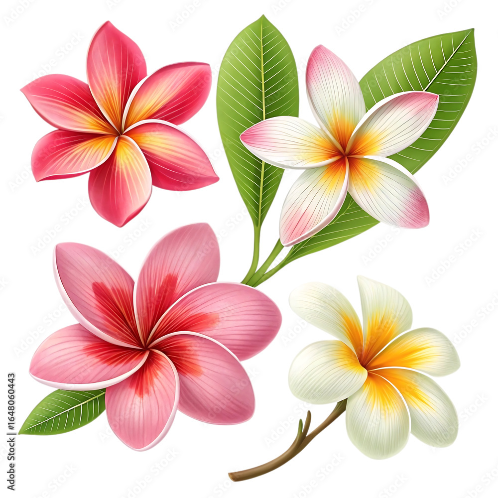 Fototapeta premium Beautiful Plumeria Flowers Illustration