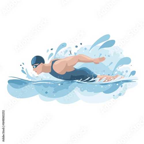 Butterfly Stroke in Action: Capturing the dynamic form of a swimmer executing the butterfly stroke with powerful precision, showcasing the grace and athleticism of the sport.