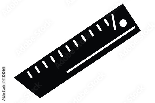 Black ruler with lines indicating measurement units for drafting or design projects