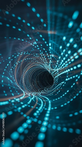 Wallpaper Mural Abstract Blue Light Tunnel with Glowing Particles technology Torontodigital.ca