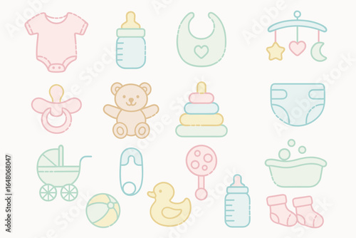 Pastel baby essentials: outfits, toys, and accessories for newborns