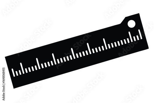Black Ruler with Increments and Hole, Angled View for Precise Measurement and Layout