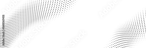 Black and white halftone dot pattern with a dynamic wavy gradient effect a modern and abstract vector background texture for contemporary designs and wallpapers