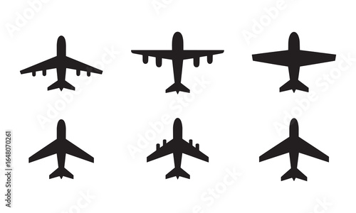 Airplane Silhouette Icons for Travel and Aviation Design